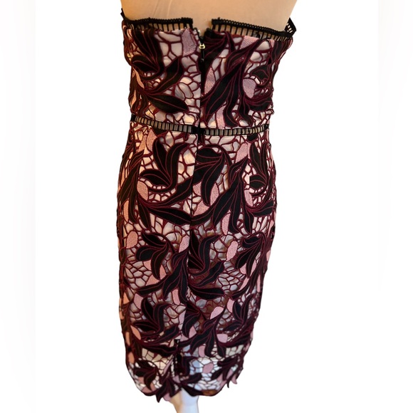 Lulus Women’s Dress Size Medium Jana Pink and Black Crochet Lace Strapless Party - Picture 7 of 15